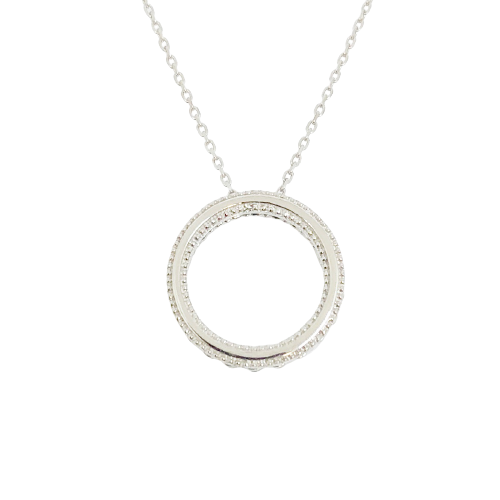 〈 甲府ジュエリー 〉プラチナ製 ハート＆キューピッドダイヤ 0.3ct サークル リバーシブル ネックレス 【1468749】