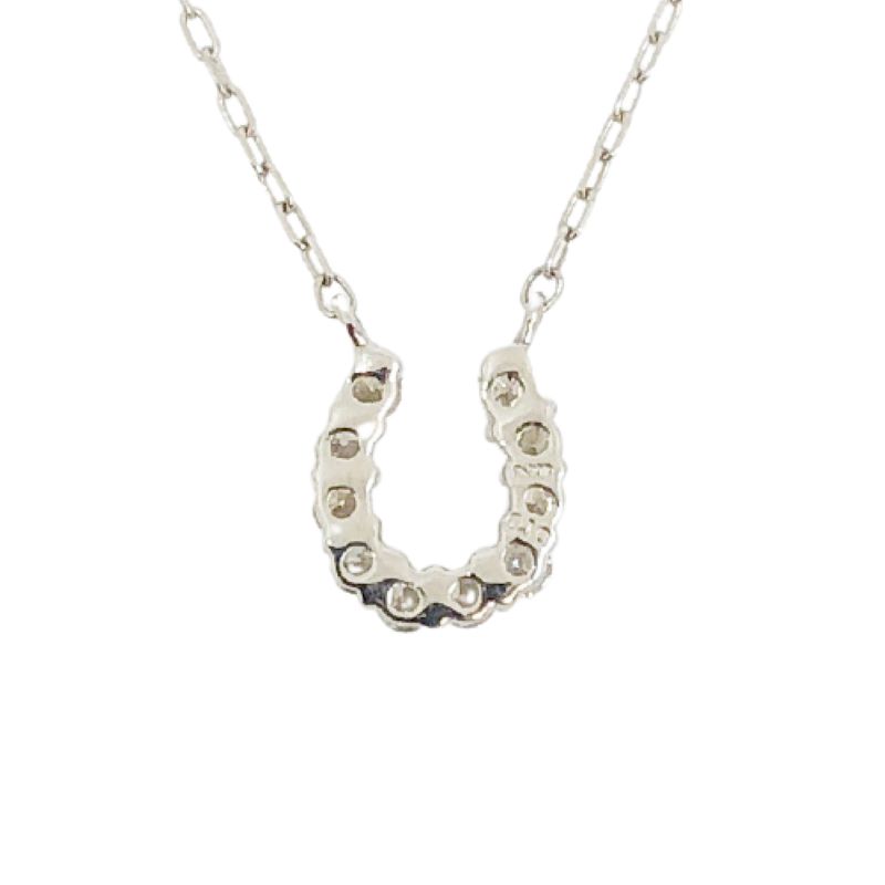 〈 甲府ジュエリー 〉プラチナ製 ハート＆キューピッドダイヤ 0.1ct 馬蹄 ペンダントネックレス 【1450602】