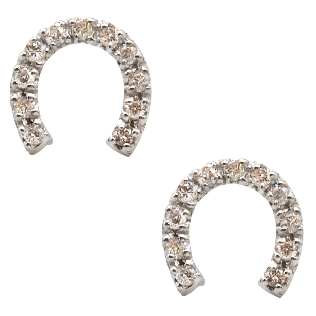 ＜ 甲府ジュエリー ＞K18WG トータル0.2ct 馬蹄ピアス WHTOP-0031