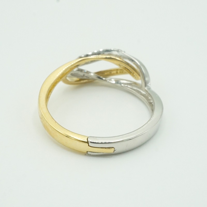 〈 甲府ジュエリー 〉K18YG&Pt900コンビ　サイズアジャストリング　天然ダイヤモンド　菱型　R17279C