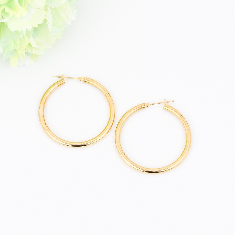 ＜ 甲府ジュエリー ＞K18 イエローゴールド シンプル フープ ピアス 大人 おしゃれ 幅3mm 直径40mm BPE-K3040