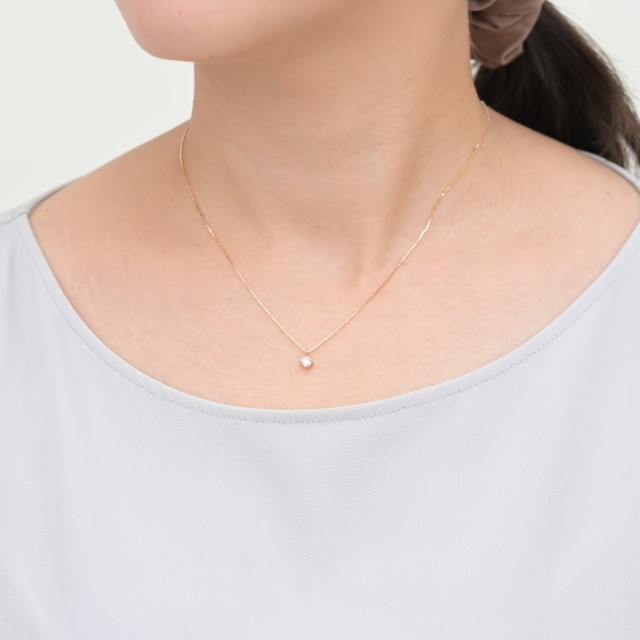 〈 甲府ジュエリー 〉K18 Dカラー 大粒 0.2ct 4本爪 ダイヤ ネックレス BPN-04020K