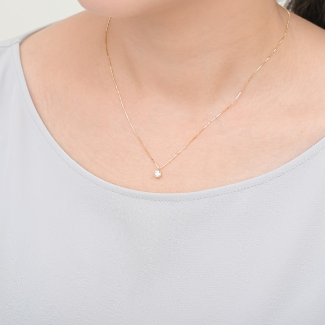 〈 甲府ジュエリー 〉K18 Dカラー 大粒 0.2ct フクリン ダイヤ ネックレス BPN-03020K