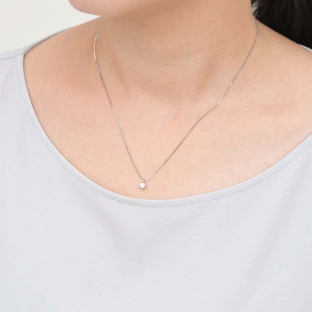 〈 甲府ジュエリー 〉プラチナ Dカラー 大粒 0.2ct 6本爪 ダイヤ ネックレス BPN-05020P