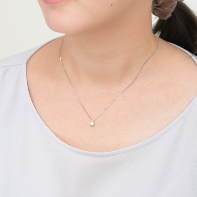 〈 甲府ジュエリー 〉プラチナ Dカラー 大粒 0.2ct フクリン ダイヤ ネックレス BPN-03020P