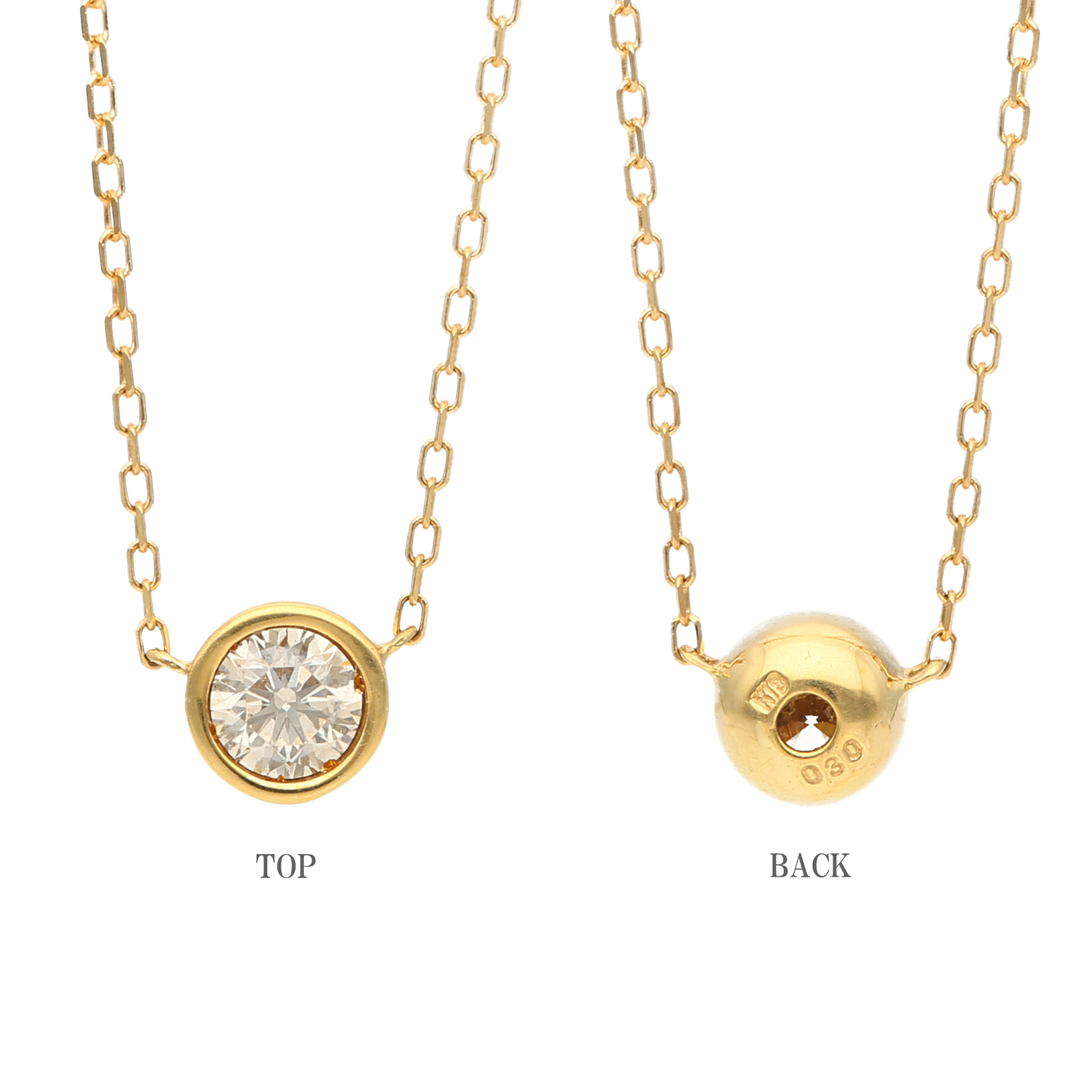 〈 甲府ジュエリー 〉K18イエローゴールドシンプルダイヤモンドネックレス(0.3ct)60-8695