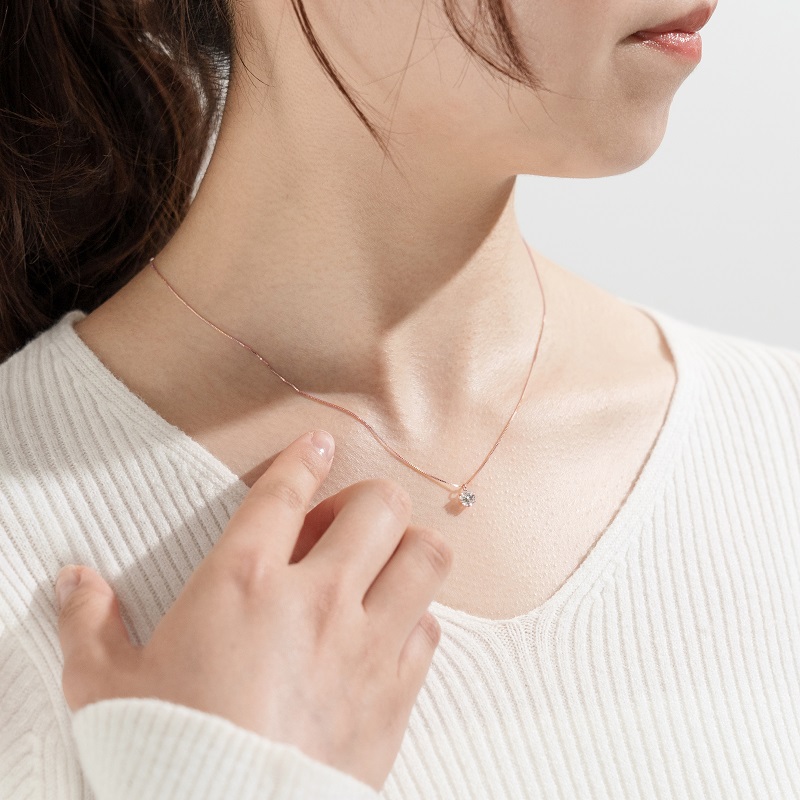 〈 甲府ジュエリー 〉K18ピンクゴールド　0.4ctダイヤモンドペンダント 63-4033