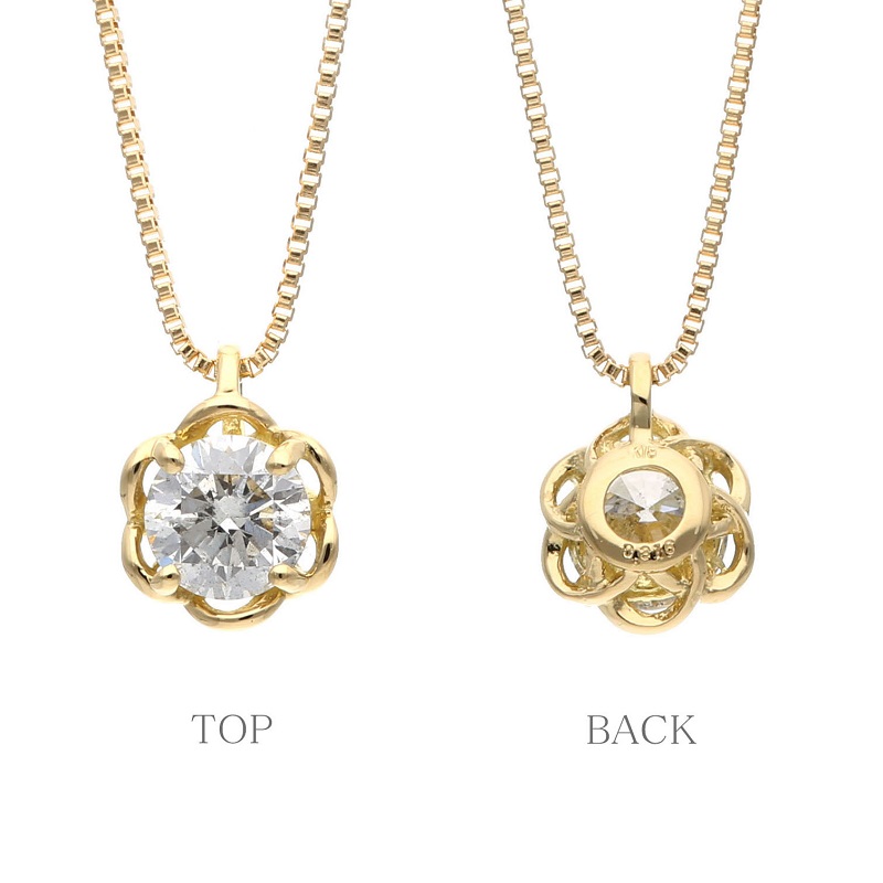 〈 甲府ジュエリー 〉K18イエローゴールド ダイヤモンドデザイン枠ネックレス(0.3ct)63-4038