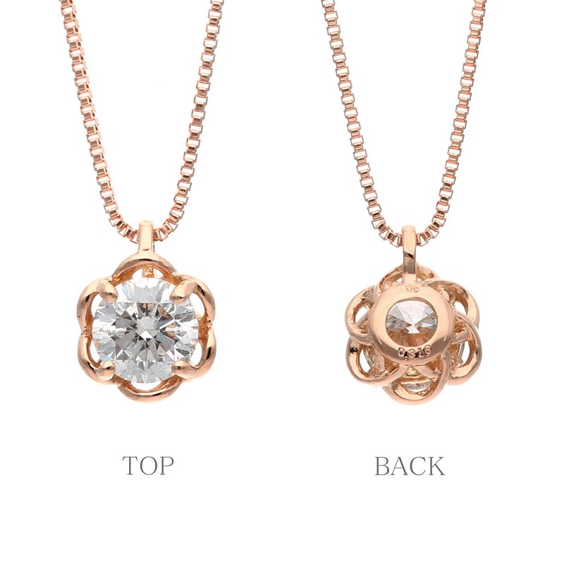 〈 甲府ジュエリー 〉K18ピンクゴールド ダイヤモンドデザイン枠ネックレス(0.3ct)63-4039