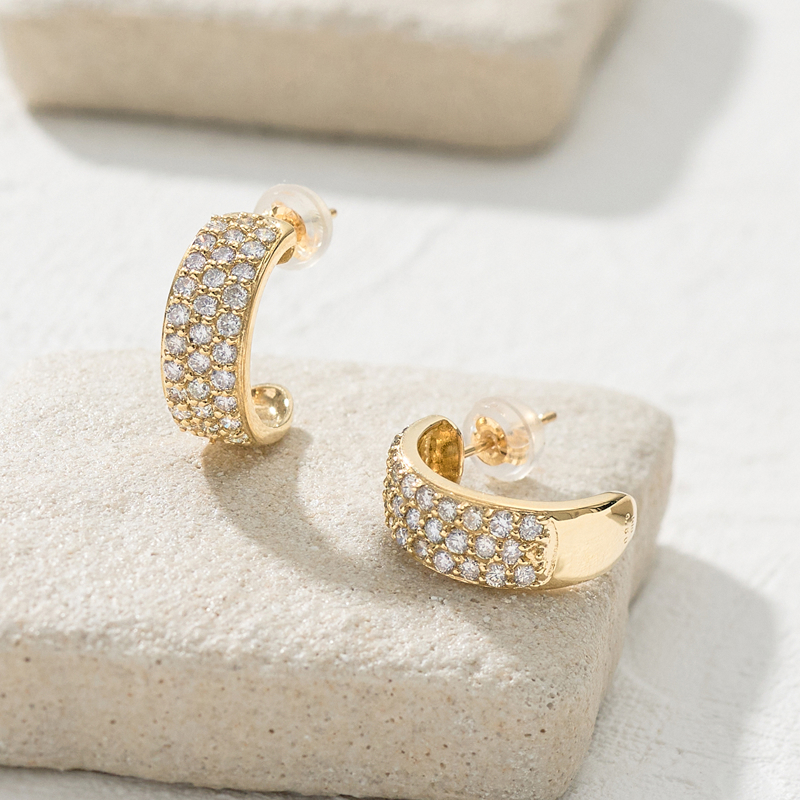 〈 甲府ジュエリー 〉K18 ダイヤモンド1.0ct パヴェスタッドピアス 43-6285