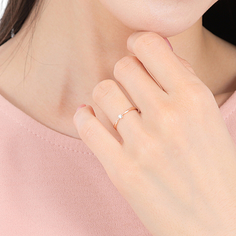 ＜ 甲府ジュエリー ＞シンプル　6本爪Ｋ10ＰＧダイヤモンドリング　R894DI-R2