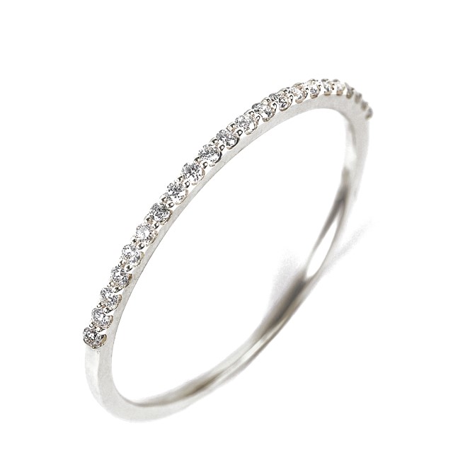 〈 甲府ジュエリー 〉K10ＷG ダイヤモンド0.08ＣＴ極細リングＲ4004DI-2