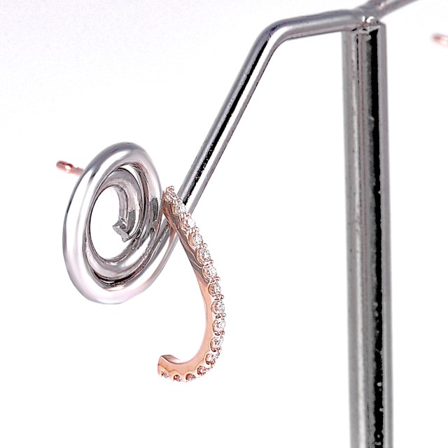 〈 甲府ジュエリー 〉K10PG ダイヤモンド極細ラインピアス　E319DI-R2