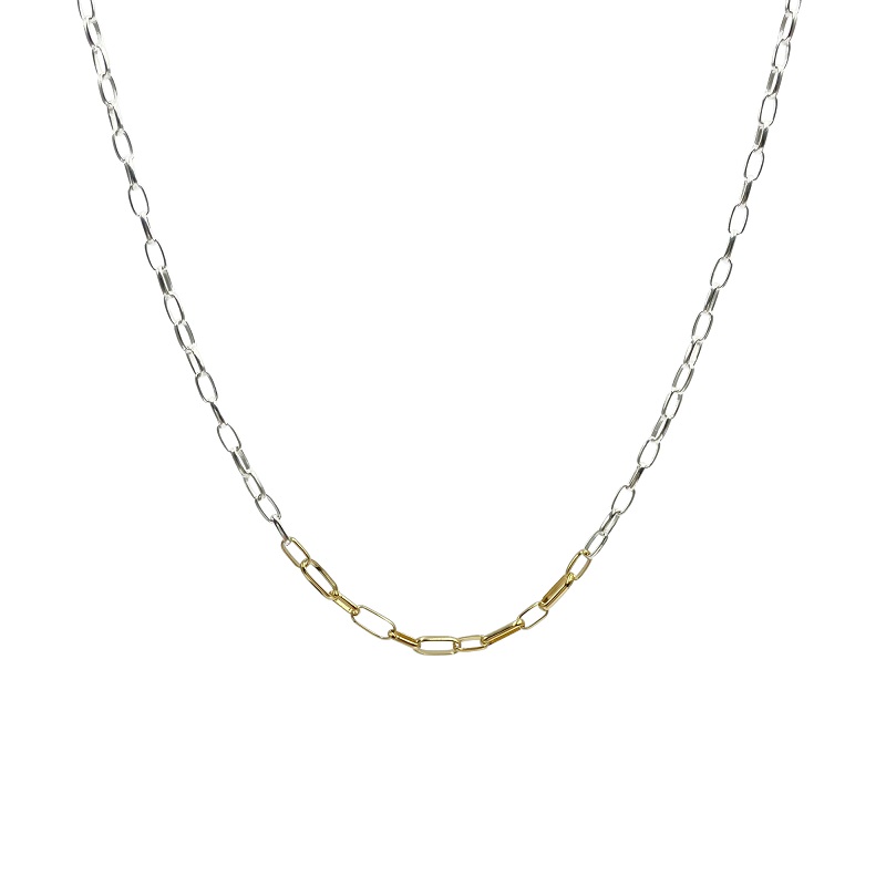 〈 甲府ジュエリー 〉SV925　Ｋ18　コンビ　チェーンネックレス　甲丸小豆　GSV-8004