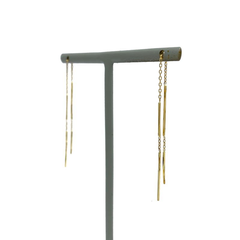 〈 甲府ジュエリー 〉K18　ゴールド　バー＆チェーンアメリカピアスGMJ-1050