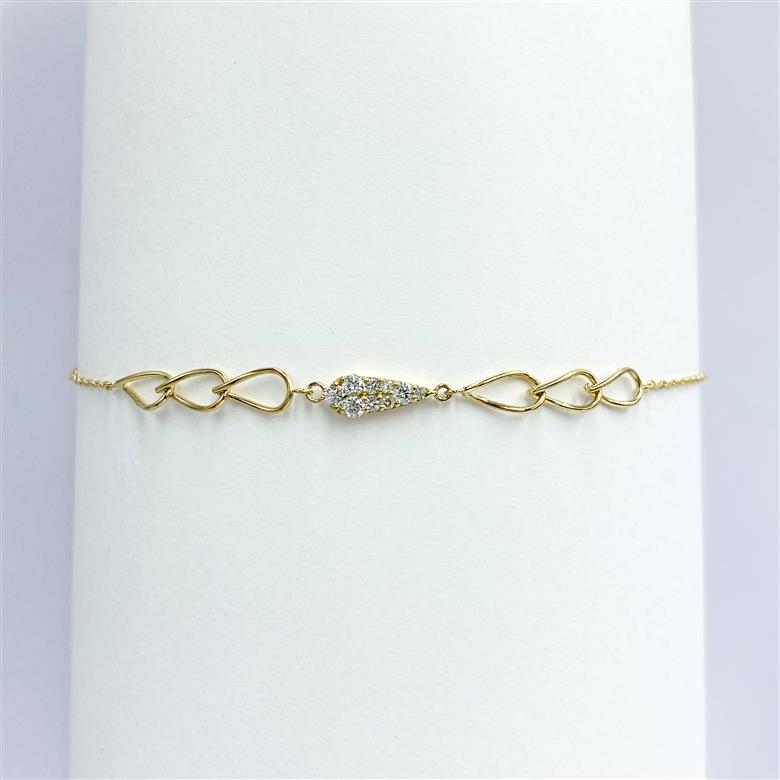 〈 甲府ジュエリー 〉K18 ゴールド 0.10ct　雫型パヴェダイヤブレスレット GD-7001(K18YG)