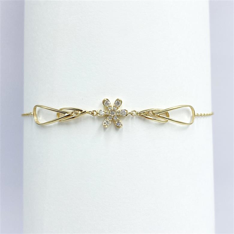 〈 甲府ジュエリー 〉K18 ゴールド 0.12ct　花型メレダイヤブレスレット GD-7002(K18YG)