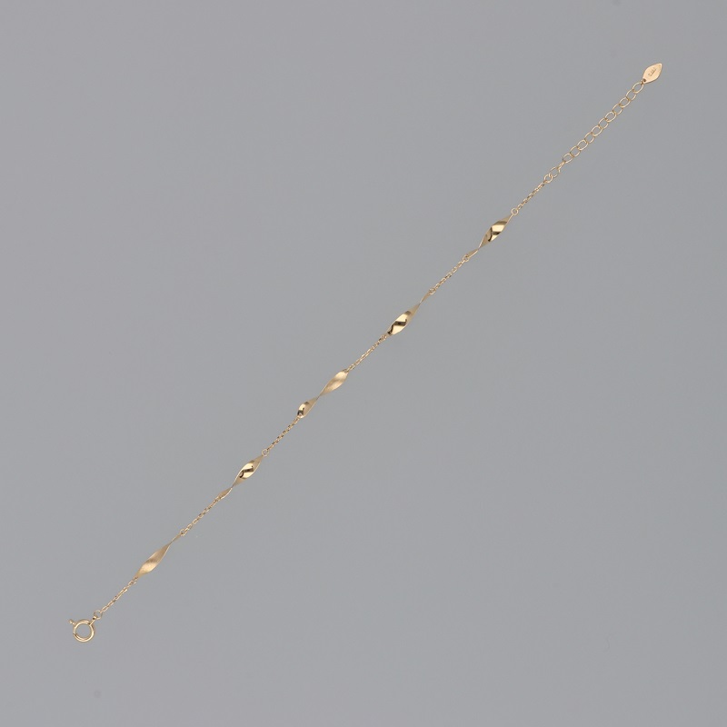 〈 甲府ジュエリー 〉K18　ダブルテクスチャーブレスレット　GD-7006