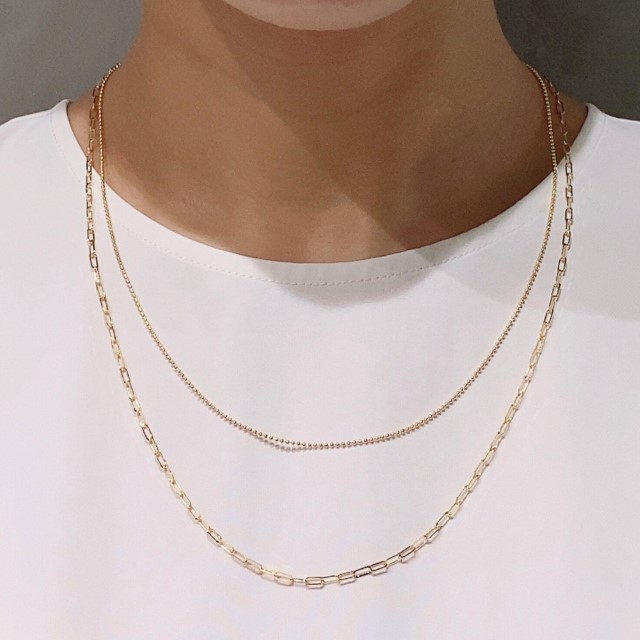 〈 甲府ジュエリー 〉K18　スクエア54cm　ボール47cm　2点セット　チェーンネックレスGSET-8000　鑑別書付き