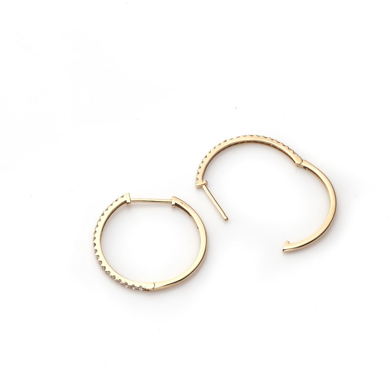 〈 甲府ジュエリー 〉[MADE IN KOFU]K18YG ハーフエタニティダイヤフープピアス Lサイズ 0.5ct TI-015