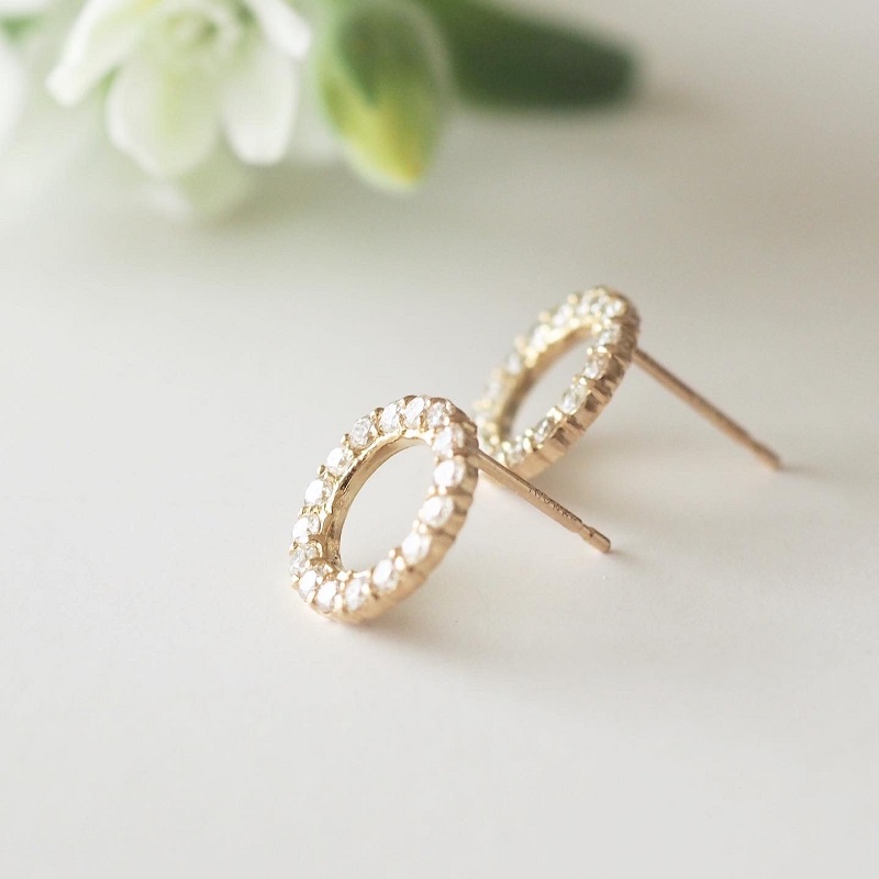 〈 甲府ジュエリー 〉[MADE IN KOFU]K18 サークルモチーフダイヤピアス TI-467