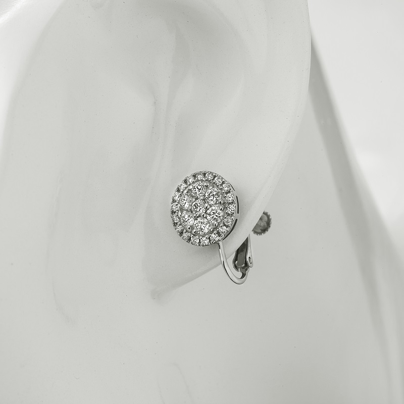 〈 甲府ジュエリー 〉[MADE IN KOFU]PT900 ダイヤパヴェラウンドイヤリング TI-1076