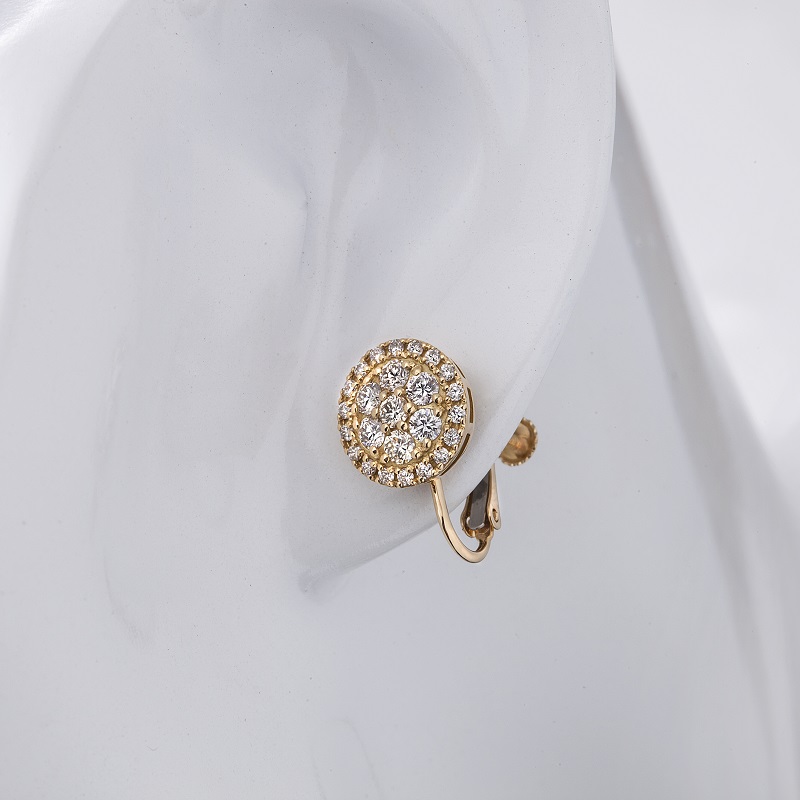 〈 甲府ジュエリー 〉[MADE IN KOFU]K18YG ダイヤパヴェラウンドイヤリング TI-1077