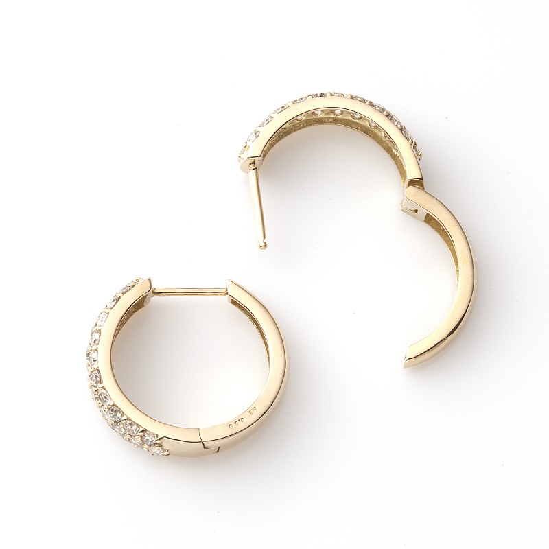 〈 甲府ジュエリー 〉[MADE IN KOFU]K18YG ダイヤパヴェフープピアス 1.0ct TI-1084