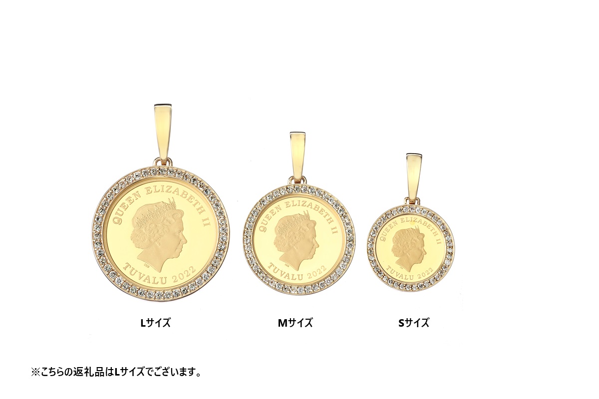 〈 甲府ジュエリー 〉[MADE IN KOFU] 24金 純金 ホースコイン ダイヤ枠 ペンダントトップ Lサイズ 1/5oz TI-1215