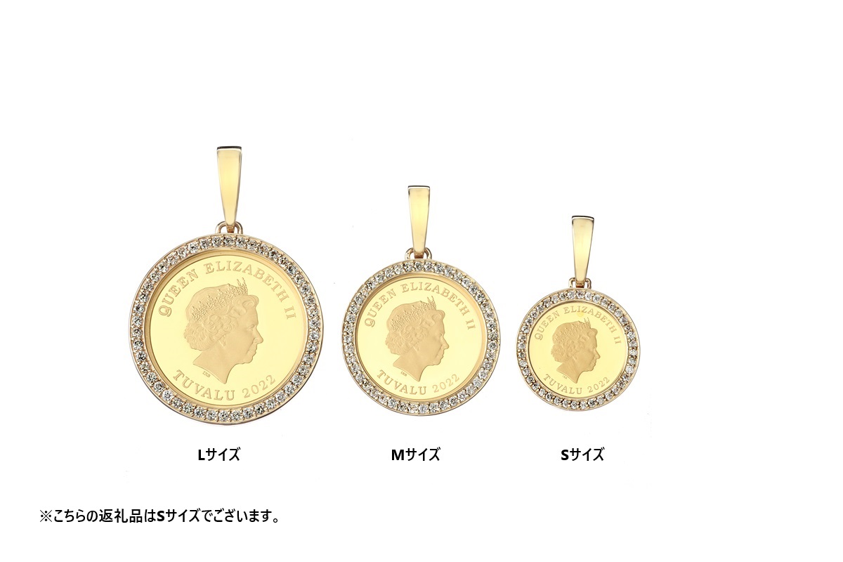 〈 甲府ジュエリー 〉[MADE IN KOFU] 24金 純金 ホースコイン ダイヤ枠 ペンダントトップ Sサイズ 1/25oz TI-1199