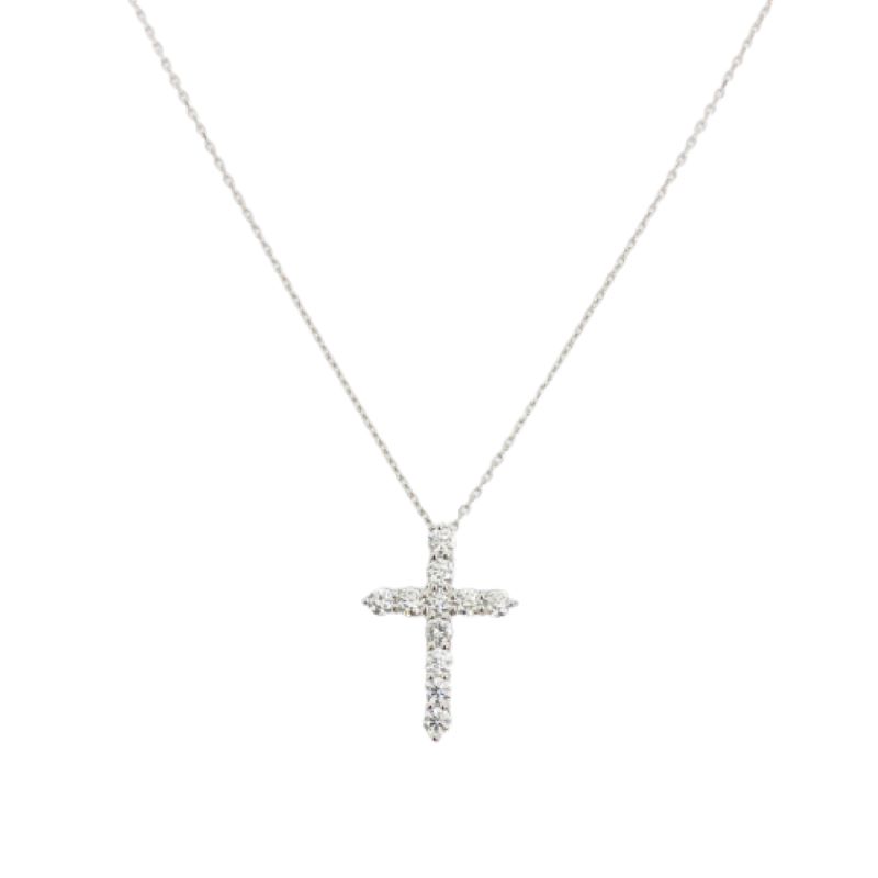 〈 甲府ジュエリー 〉甲府市で製造 プラチナ製 クロス ダイヤモンド ネックレス 0.3ct ［SIN13032P]