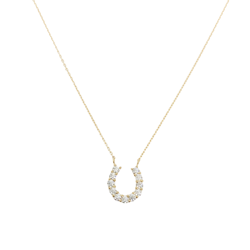 〈 甲府ジュエリー 〉１８金製 ハート＆キューピッドダイヤモンド 0.3ct 馬蹄 ペンダントネックレス 【1455910】