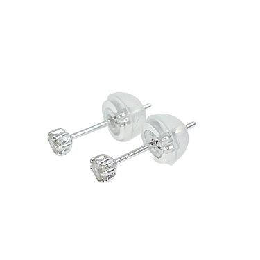 〈 甲府ジュエリー 〉１０金ホワイトゴールド製 ダイヤモンド １粒 スタッドピアス Total 0.10ct 【1449553】