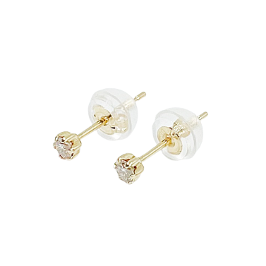 〈 甲府ジュエリー 〉１０金 イエローゴールド製 ダイヤモンド 一粒 スタッドピアス Total 0.10ct 【1449552】