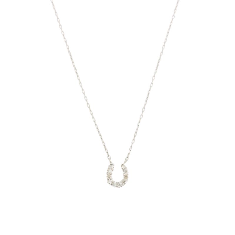 〈 甲府ジュエリー 〉プラチナ製 ハート＆キューピッドダイヤ 0.1ct 馬蹄 ペンダントネックレス 【1450602】