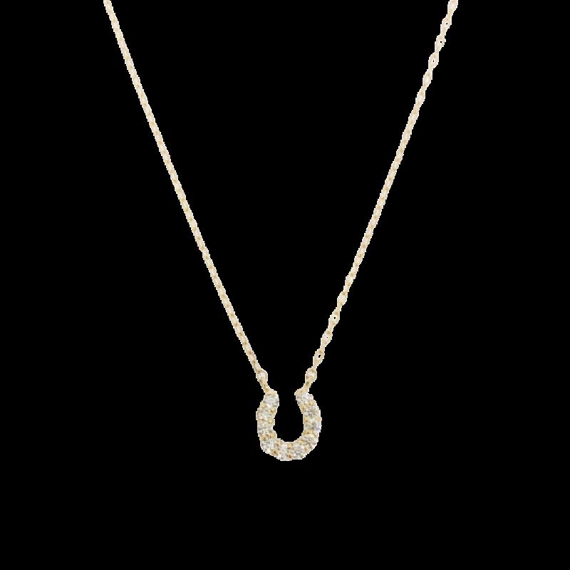 〈 甲府ジュエリー 〉18金製 ハート＆キューピッドダイヤモンド 0.1ct 馬蹄 ペンダントネックレス 【1469712】