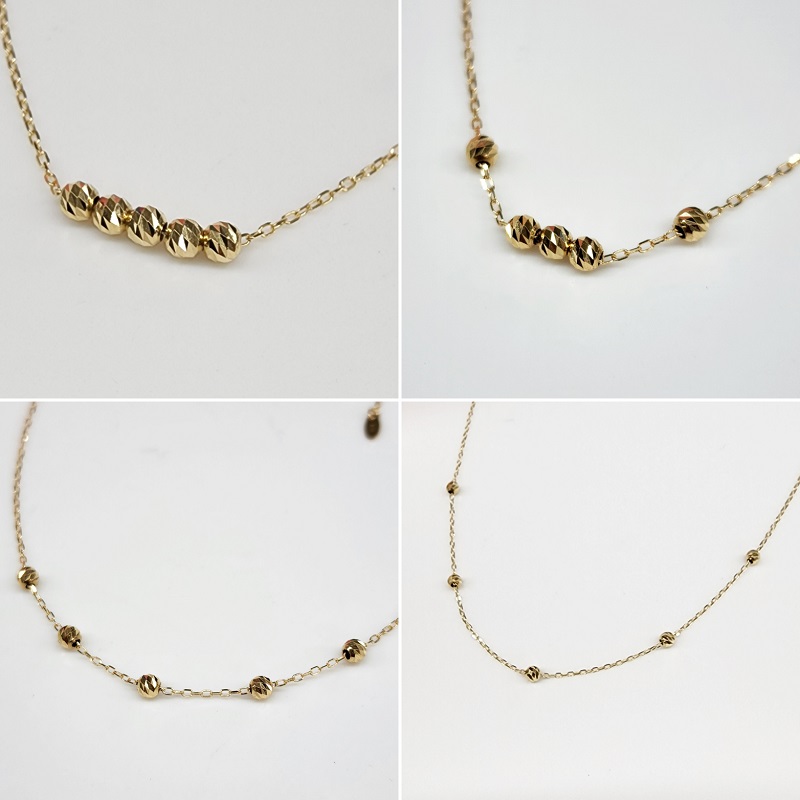 ＜ 甲府ジュエリー ＞K18 イエローゴールド ムーブ ハニーカットボール 5粒 ネックレス BNC-0245