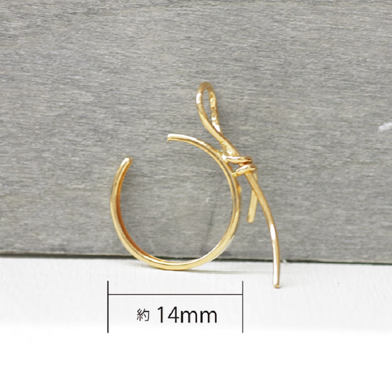 ＜ 甲府ジュエリー ＞k18YG 地金 手作り リボンデザインイヤーカフ ジュエリー 03193