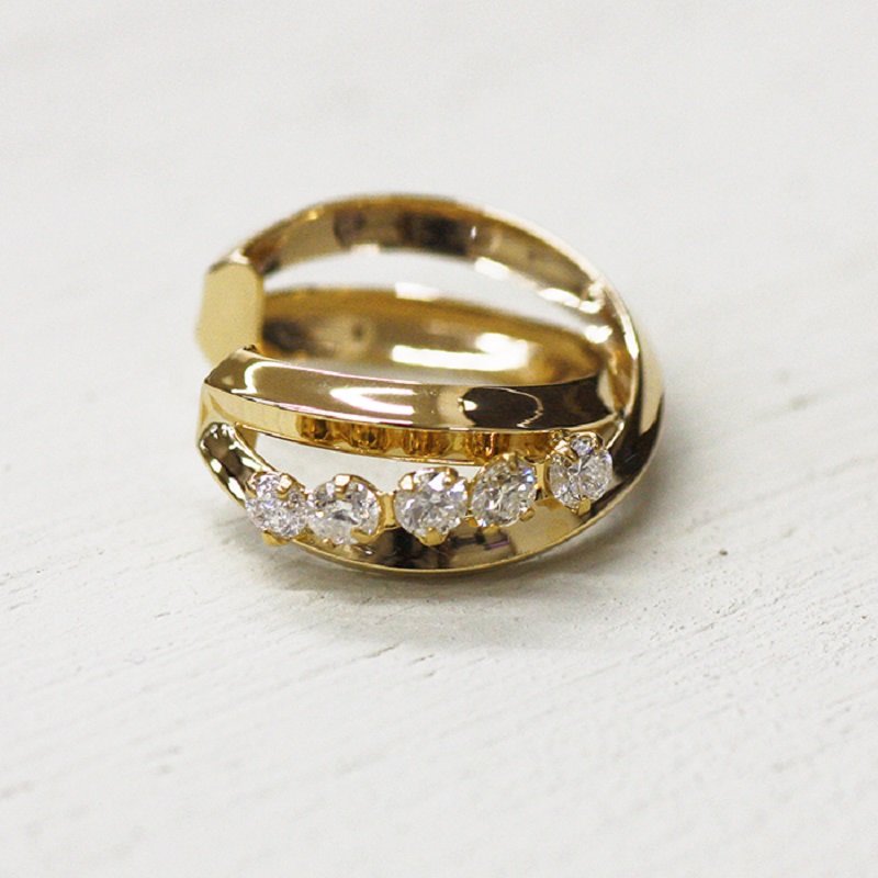 ＜ 甲府ジュエリー ＞k18YG ダイヤモンド 手作り イヤーカフ ジュエリー03187