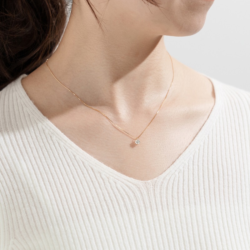 〈 甲府ジュエリー 〉K18イエローゴールド　0.4ctダイヤモンドペンダント 63-4032