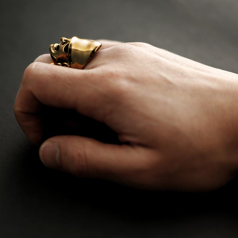 〈 甲府ジュエリー 〉【武田信玄公の里・甲府】K18 侍リング『金兜』【サイズ24号】