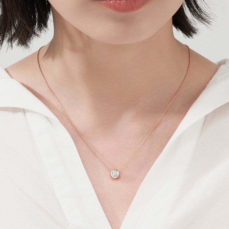 〈 甲府ジュエリー 〉K18PG シンプルダイヤモンドネックレス(1.0ct)　60-9581