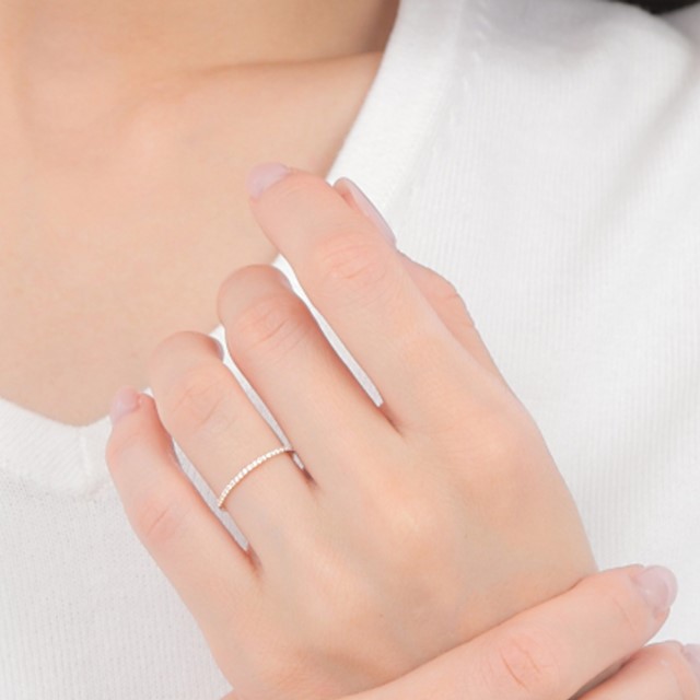 〈 甲府ジュエリー 〉K10YG ダイヤモンド0.08ＣＴ極細リングＲ4004DI-Y2