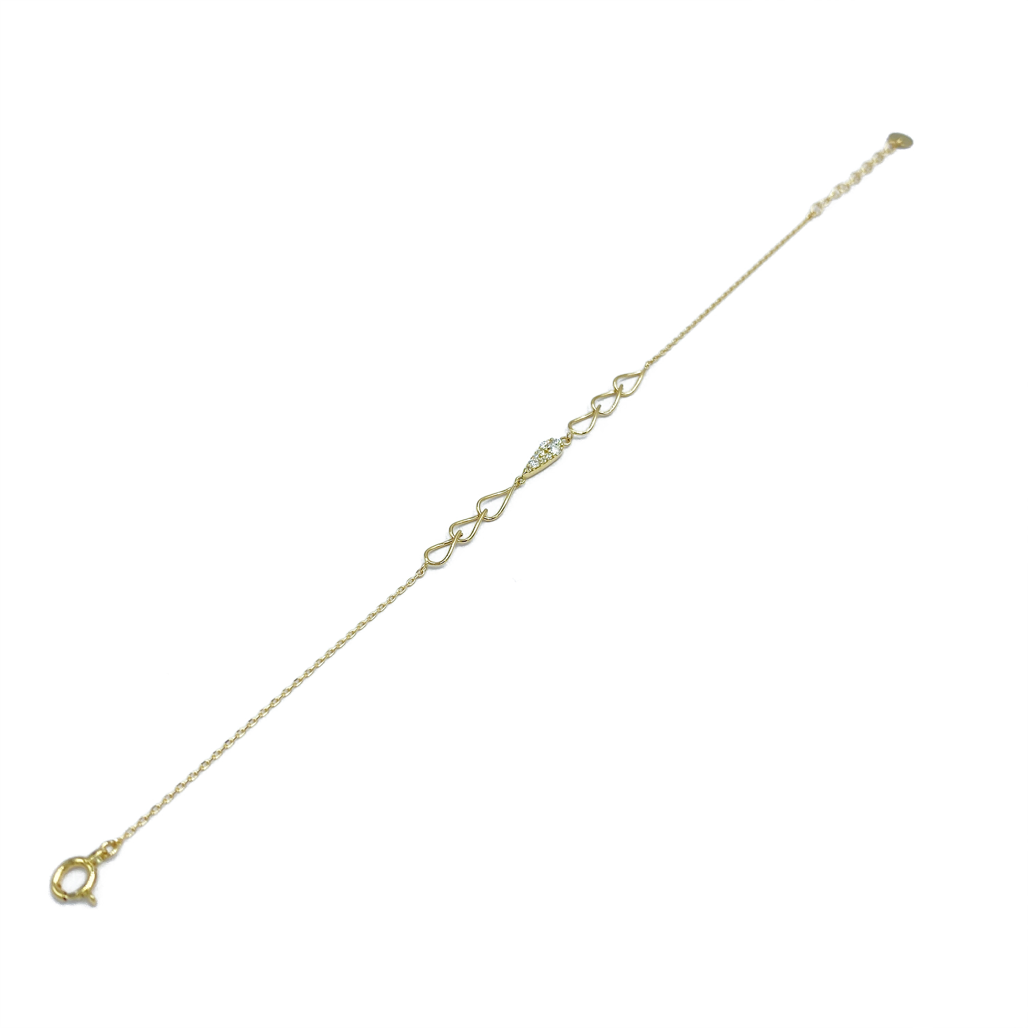 〈 甲府ジュエリー 〉K18 ゴールド 0.10ct　雫型パヴェダイヤブレスレット GD-7001(K18YG)