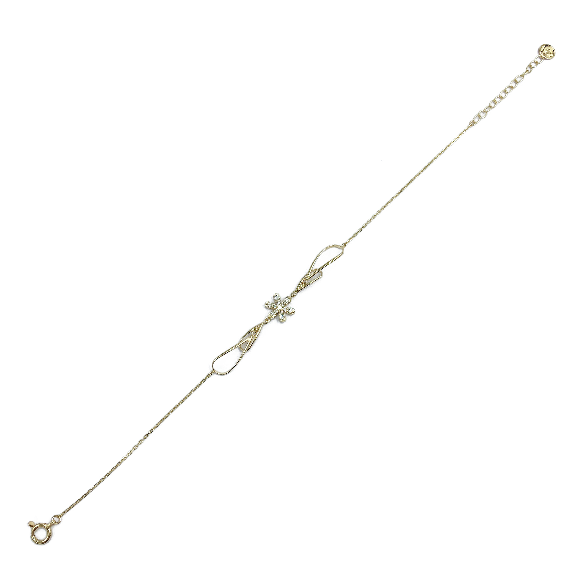 〈 甲府ジュエリー 〉K18 ゴールド 0.12ct　花型メレダイヤブレスレット GD-7002(K18YG)