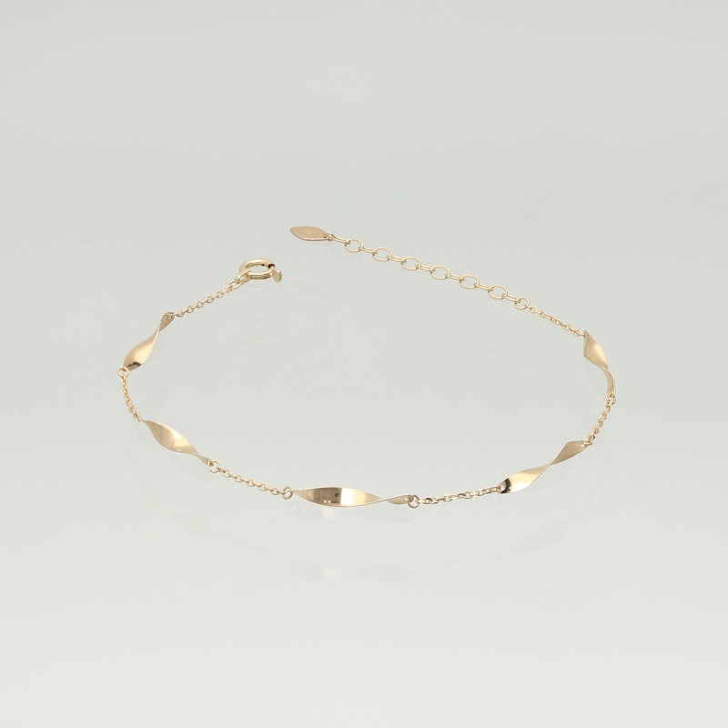 〈 甲府ジュエリー 〉K18　ダブルテクスチャーブレスレット　GD-7006