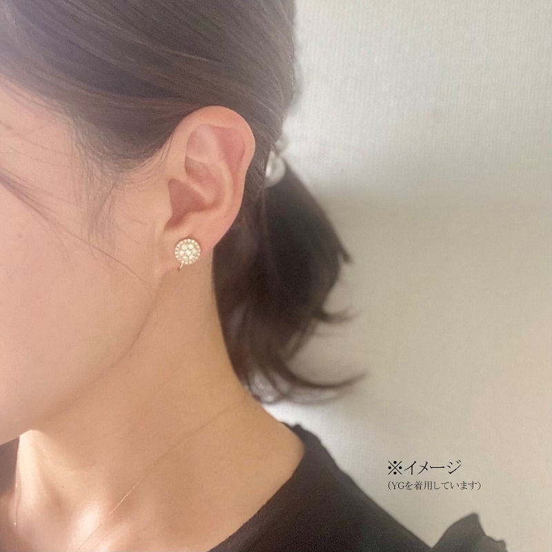 〈 甲府ジュエリー 〉[MADE IN KOFU]PT900 ダイヤパヴェラウンドイヤリング TI-1076