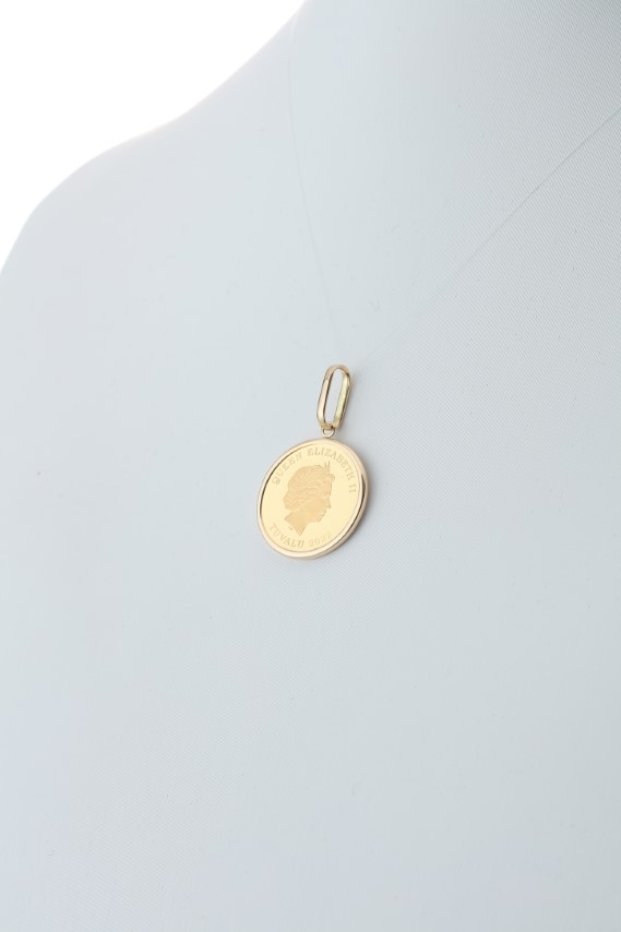 〈 甲府ジュエリー 〉[MADE IN KOFU] 24金 純金 ホースコイン シンプル枠 ペンダントトップ Mサイズ 1/10oz AG-021