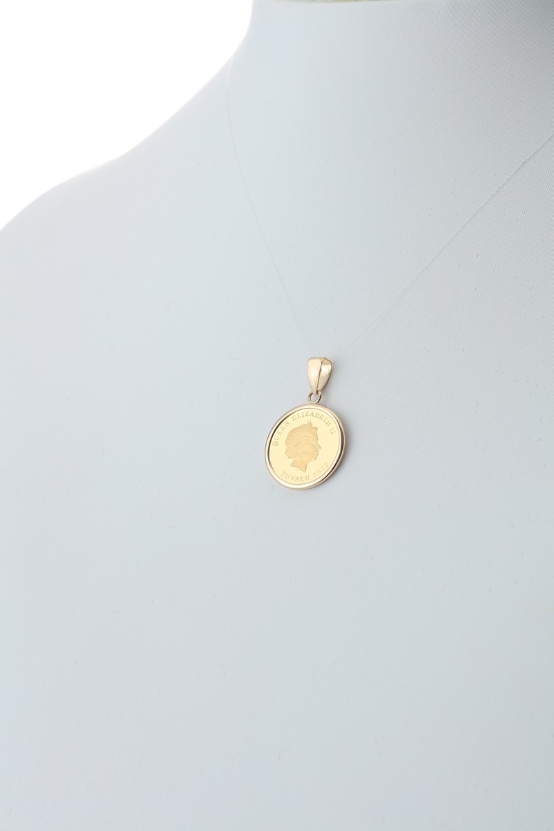 〈 甲府ジュエリー 〉[MADE IN KOFU] 24金 純金 ホースコイン シンプル枠 ペンダントトップ Sサイズ 1/25oz AG-001