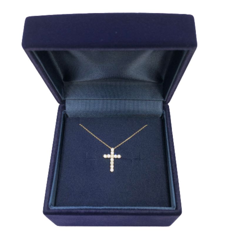 〈 甲府ジュエリー 〉甲府市で製造 18金製 クロス ダイヤモンド ネックレス 0.3ct ［1523147]